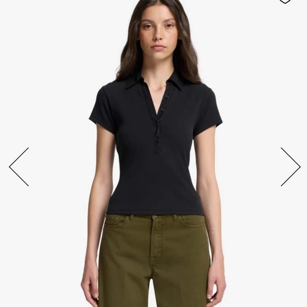 7 For All Mankind Ribbed Henley Polo Size Xs Black